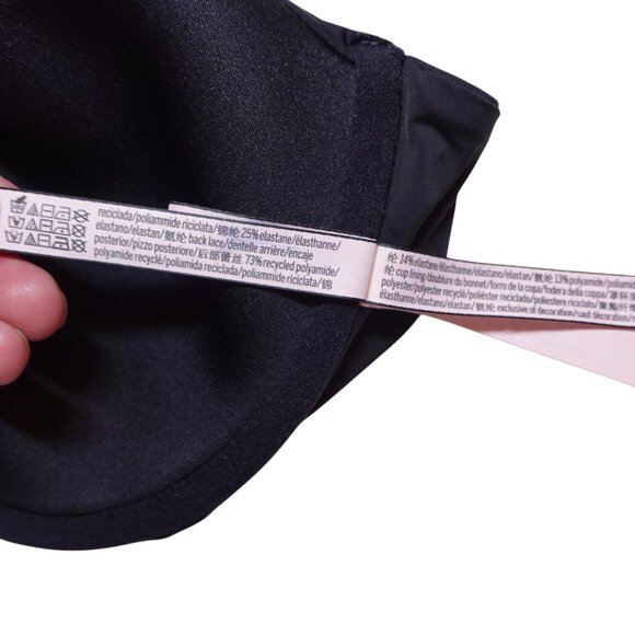 Victoria's Secret T-shirt Lightly Lined Demi Bra 34DD Black Front Closure Lace - Picture 8 of 8